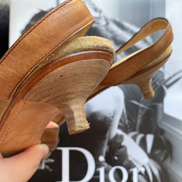 Prada Milano Strappy  Heel Slides | Color: cognac brown leather | Size: 38 1/2 - Picture 6 of 10
